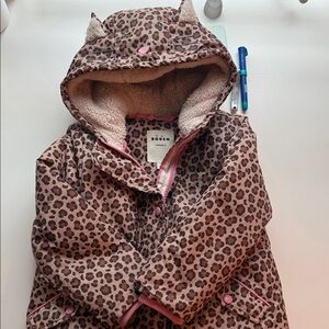 Boden Brown Leopard Print Jacket with Pink Trim